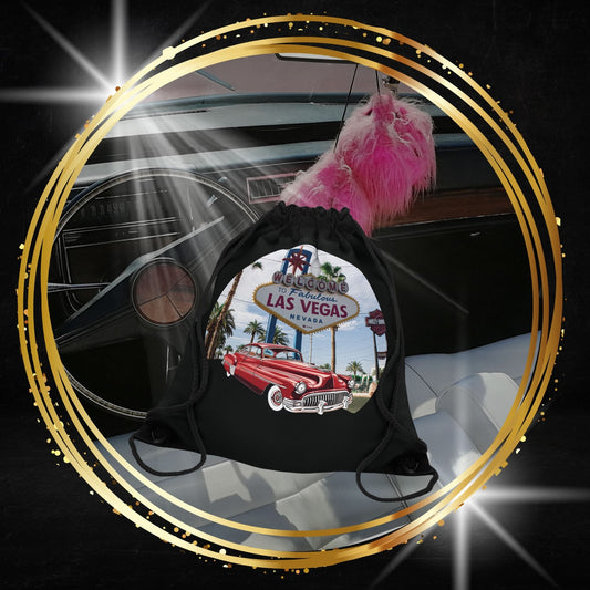 Buick 1950s Drawstring Bag: Vintage Car & Hollywood City Print - Lightweight, Foldable & Durable Retro Accessory