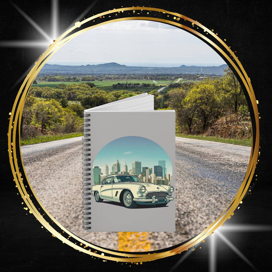 '58 Corvette C1 New York City Skyline Spiral Notebook | Vintage American Sports Car Journal
