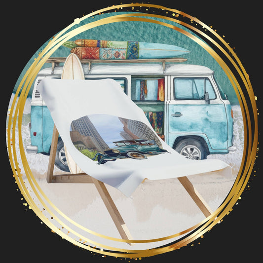 Ford Atlanta Skyliner Vintage Beach Towel - Retro Car Gift