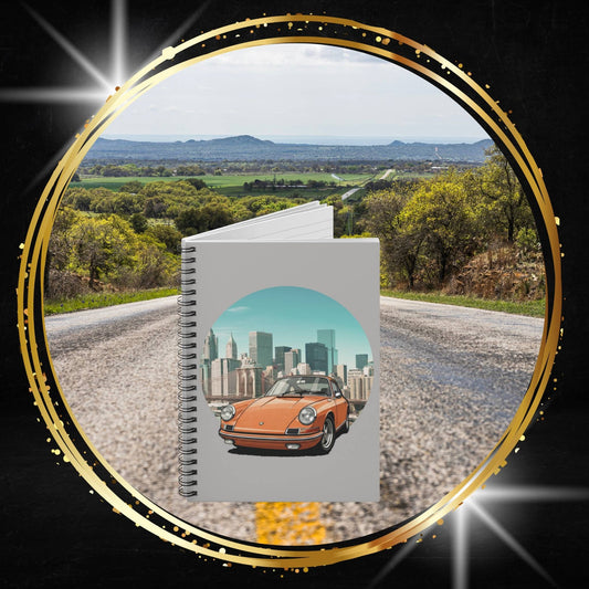 Orange Classic Porsche 911 in NYC Spiral Notebook - Vintage Car Lover Gift