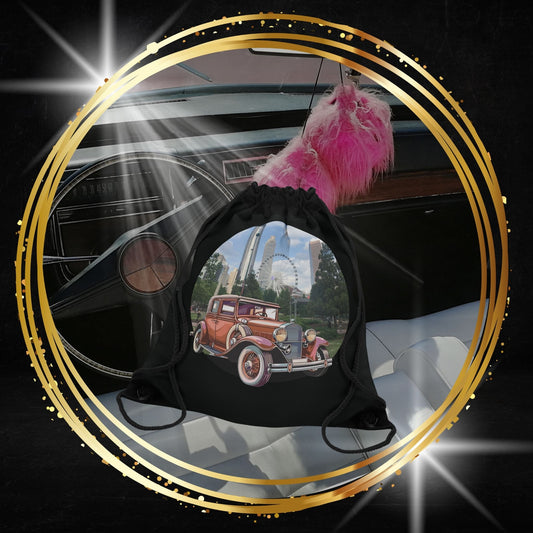 Retro Road-Trip Essential: Ford Atlanta Skyliner Vintage Car Art Drawstring Bag