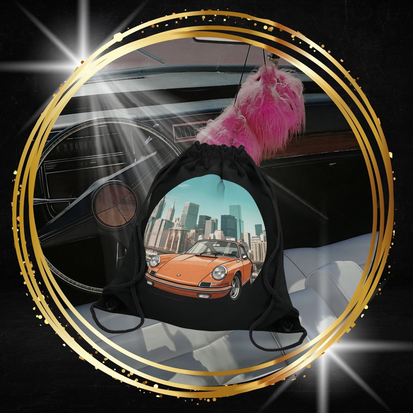 Vintage Porsche 911 Drawstring Bag - Classic Car Sackpack