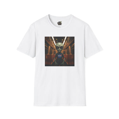 white Unisex alien in subway T-shirt: funny and modern graphic tee